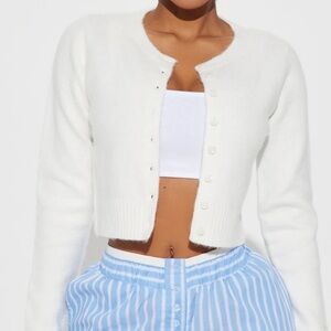 NWT FASHION NOVA WHITE CROPPED CARDIGAN S